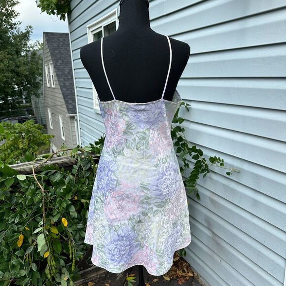 Vtg 90s Satin Slip Dress Robe Set Small Floral Romantic Sexy Honeymoon Nightgown - Picture 8 of 15